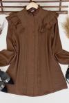 Fırfırlı Ayrobin tunik Kahve FİX1579