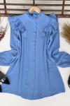 Fırfırlı Ayrobin tunik Mavi  FİX1579