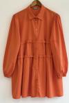 Fırfırlı   Poplin kumaş tunik turuncu   PR3071