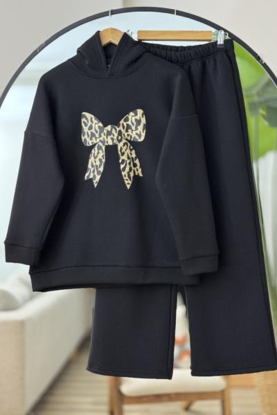 Fiyonklu Üçiplik İkili Takım siyah ST30556