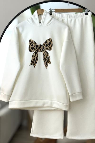 Fiyonklu Üçiplik İkili Takım Beyaz ST30556