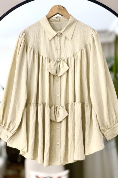 Fiyonklu Salaş tunik Gömlek Bej TB8517