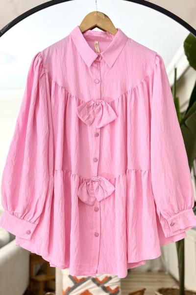 Fiyonklu Salaş tunik Gömlek pembe TB8517