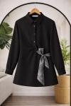 Fularlı Gömlek Tunik siyah DS2064