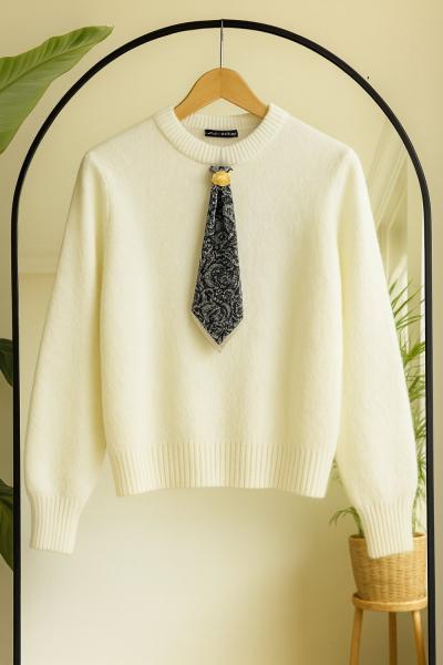 Fularlı Yumoş Kazak  Ekru  SLT8041