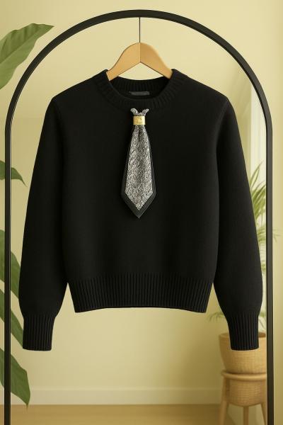 Fularlı Yumoş Kazak Siyah  SLT8041