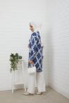 Geometrik Desen Triko Hırka  indigo NFS1033