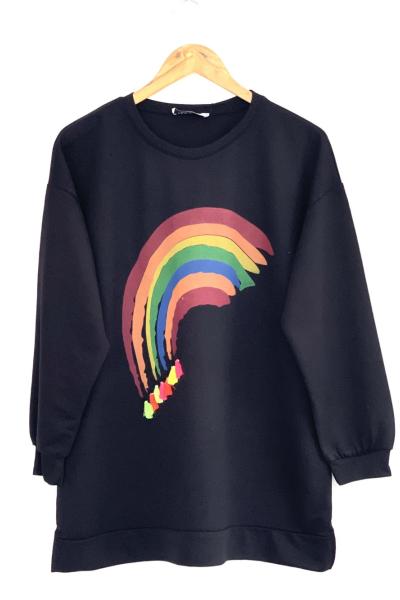 Gök kuşağı İki iplik tunik Siyah ALR3167