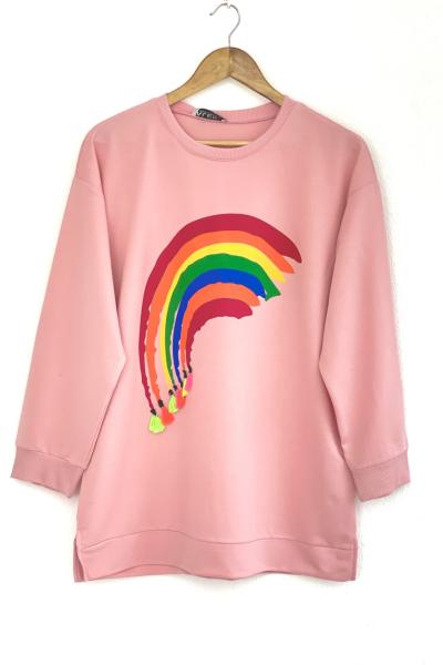 Gök kuşağı İki iplik tunik Pembe  ALR3167