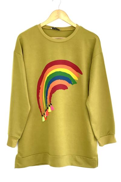 Gök kuşağı İki iplik tunik Yağyeşil  ALR3167