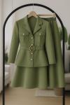 gold düğmeli cepli kemerli Takım  yeşil  UMS50332