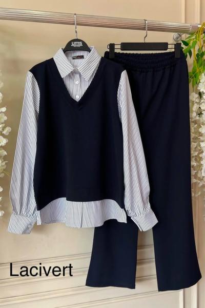 Gömlek Detaylı İkili Takım Lacivert UMS50230