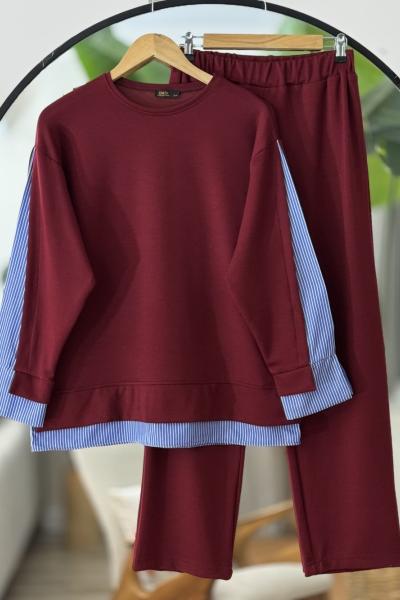 Gömlek detaylı Oysh Takım  bordo SLT30558