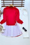 Gömlek detaylı tunik Kırmızı ADS3050
