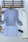 Gömlek detaylı tunik Gri  ADS3050