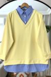 Gömlek yaka oyso tunik sarı NV4528