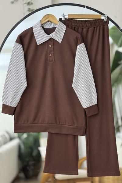Gömlek Yaka oysh Takım  Kahverengi UMS50314