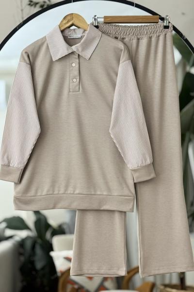 Gömlek Yaka oysh Takım Bej UMS50314