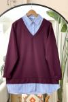 Gömlek yaka oyso tunik Bordo NV4528