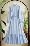 Hakim yaka  astarlı eteği fırfırlı elbise bebemavi UMS50347