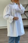 Hakim yaka ön dikişli tunik beyaz 1664