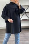 Hakim yaka ön dikişli tunik siyah  1664