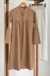 Hakımyaka uzun Ayrobin tunik Camel FİX1599