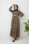 Hasır Kemerli Leopar Desen Pegasus Elbise HBS1124