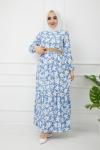 Hasır Kemerli Papatya  Pegasus Elbise Mavi HBS1124
