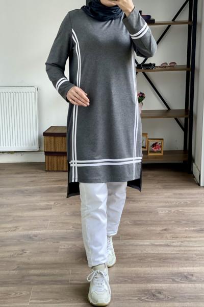 Hbs 1853 uzun şeritli tunik füme