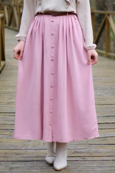 hbs 591 kemerli piliseli ayrobin etek pembe