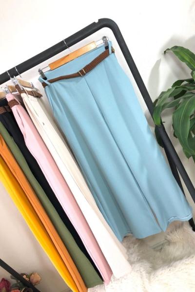 Hbs572 kemerli ayrobin kumaş pantolon mintyeşili
