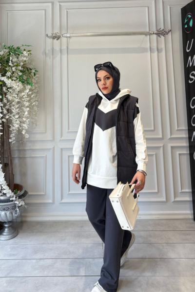 İçi elyaflı astarlı üçlü Takım Gri UMS50324