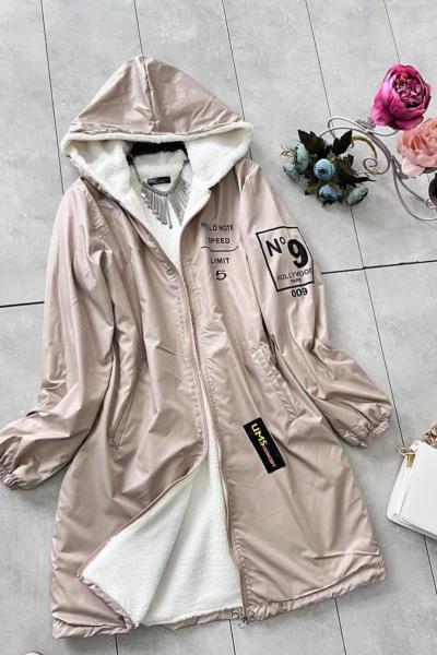 İçi kürüklü baskılı mont Bej  UMS5021