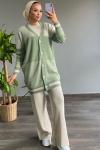 İçlikli üçlü triko takım bej-mint TCN1242