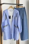 İçlikli Kapşonlu ceket bebemavi SHR1596
