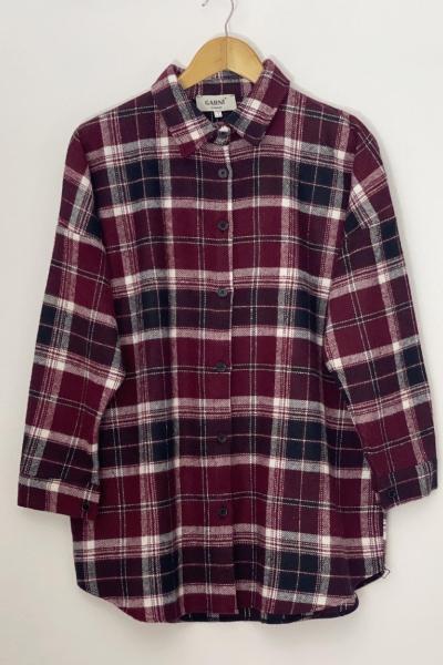 İki çizgi Yünkaşmır oduncu gömlek bordo SH30160