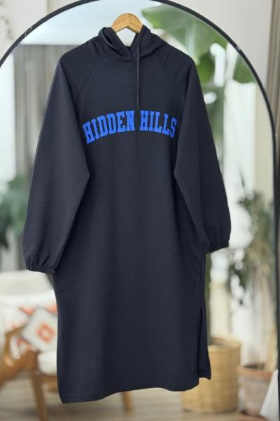 İki iplik dokuma kumaş tunik siyah slt 30561