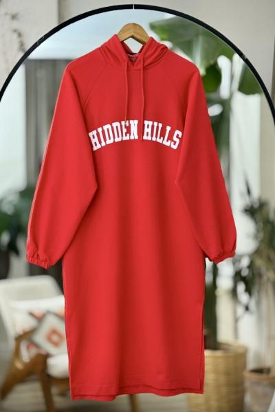 İki iplik dokuma kumaş tunik kırmızı slt 30561