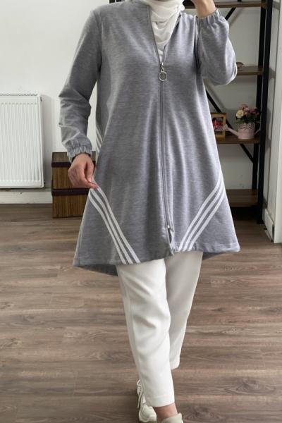 İki iplik çizgili kap gri 1816