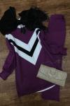 iki iplik V Çizgili Takım Mor TCN857