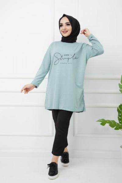 İki iplik penye tunik Mint  HBS996