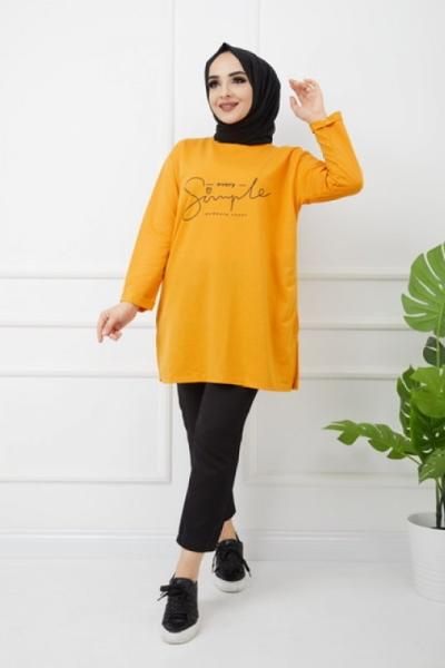 İki iplik penye tunik sarı HBS996