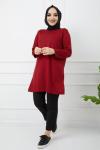 İki iplik penye tunik bordo HBS996