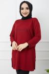 İki iplik penye tunik bordo HBS996