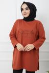 İki iplik penye tunik tarçın HBS996