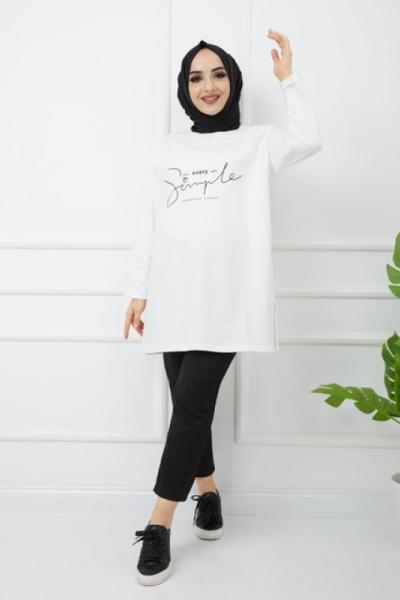 İki iplik penye tunik beyaz HBS996