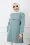 İki iplik Baskılı Tunik Mintyeşili HBS1194