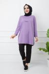 İki iplik Baskılı Tunik LilaHBS1194