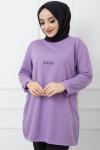 İki iplik Baskılı Tunik LilaHBS1194